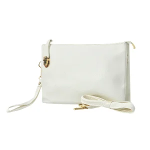 Elegant White Faux Leather Clutch Bag