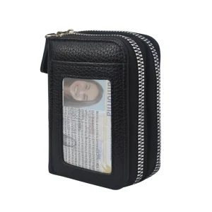 Compact Black Zip Wallet