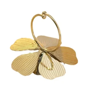 Flower Stainless Steel Gold Plated Open Ring