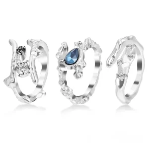 Heart Shape Artificial Crystal Open Ring