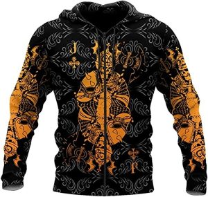 Full Zip Color Block Hoodie with Skull Print for Daily Casual Sportswear and Activities